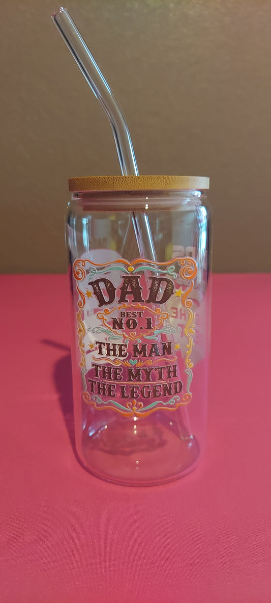 GLASS CUP WITH LID AND STRAW